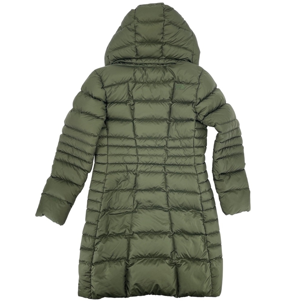 The North Face Puffer Parka Medium Green Excellent Hooded Down Insulated Coat - Picture 2 of 6